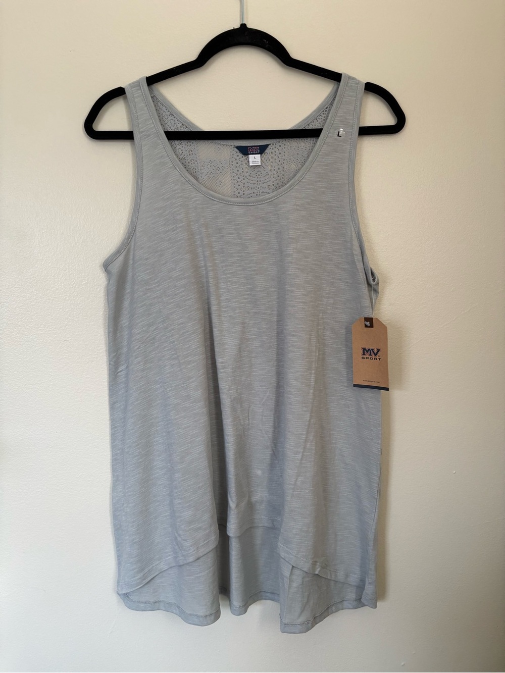 MV Sport Heather Gray Lace Racer Back Tank NWT Size L